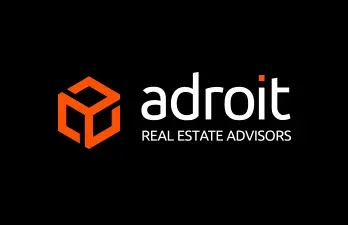 Adroit logo on a black background