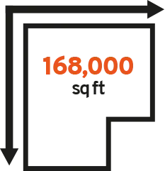 graphic showing floor plan of warehouse for 168000 square feet