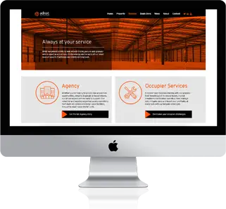 Adroits new website displaying on an imac